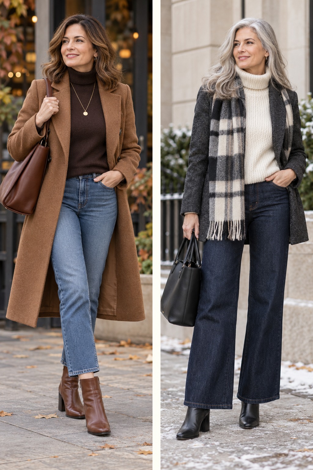 Mobile-friendly visual guide showing ankle boots with jeans with large outfit details.