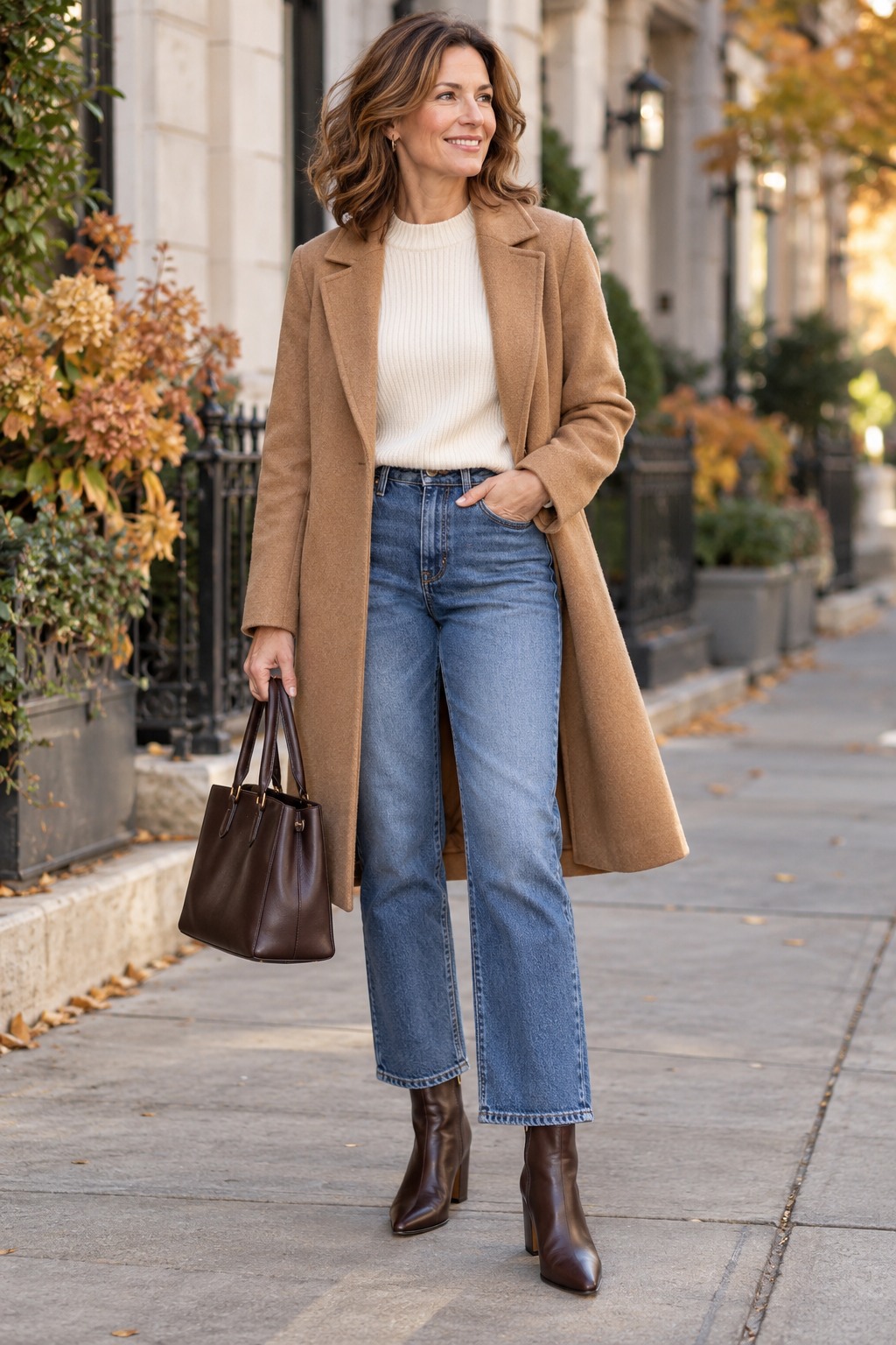 Large mobile-friendly outfit example for ankle boots with jeans.