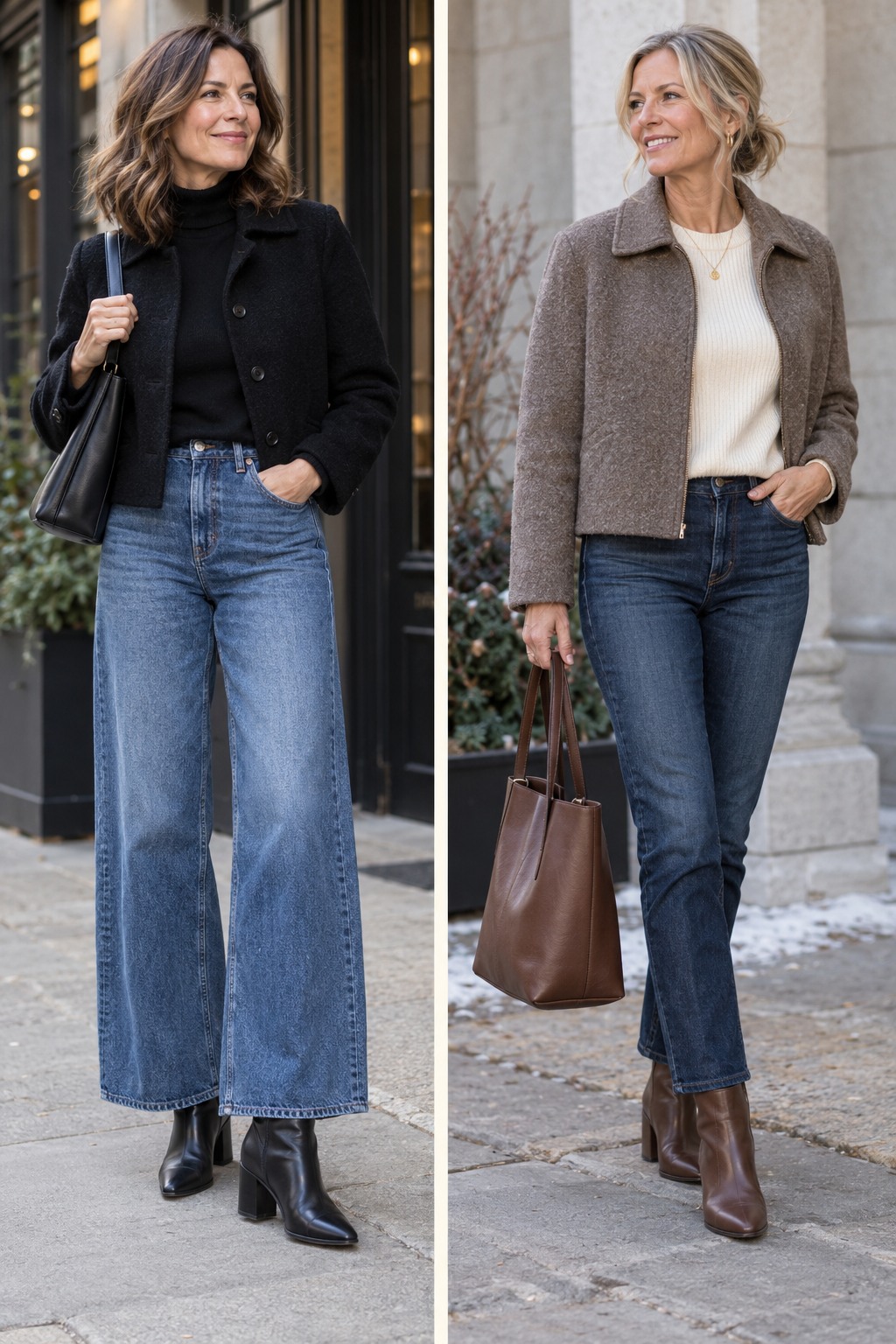 Large mobile-friendly outfit example for ankle boots with jeans.