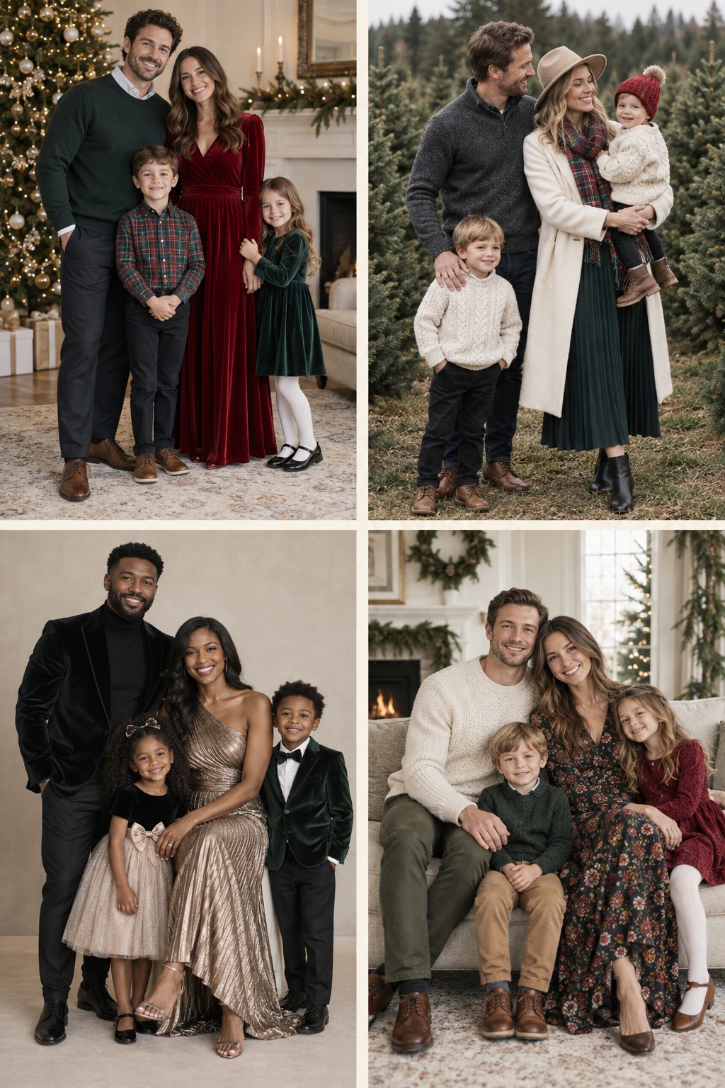 Practical visual guide to Christmas family photo outfits with coordinated winter colors and layers.