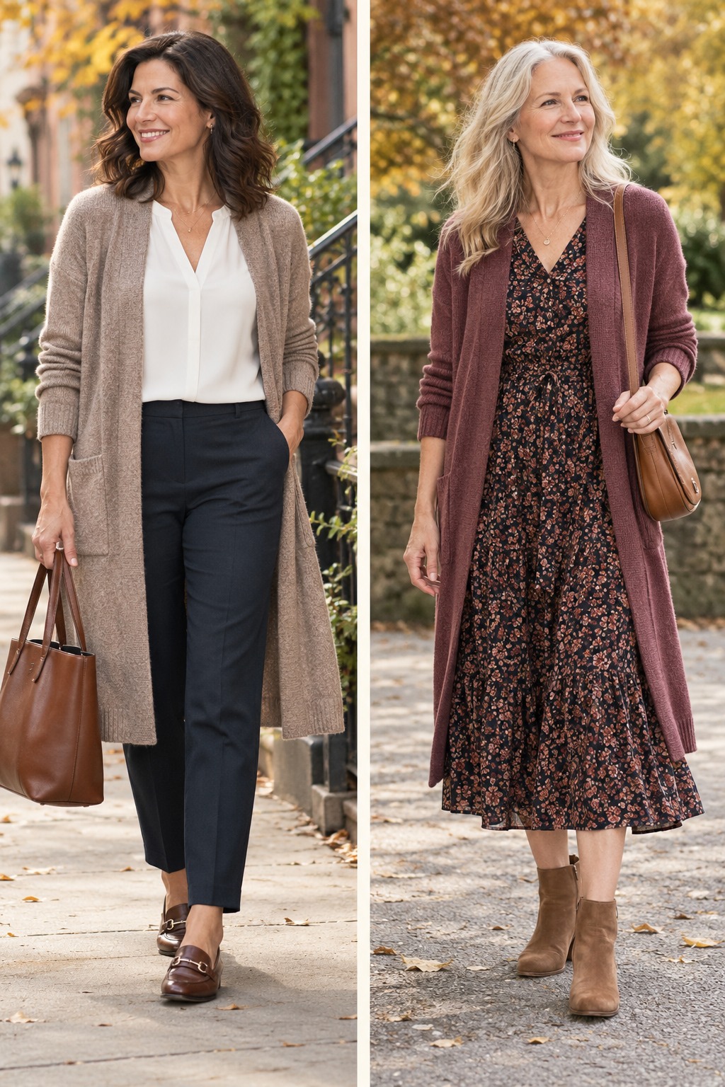 Large mobile-friendly outfit example for how to wear a long cardigan.