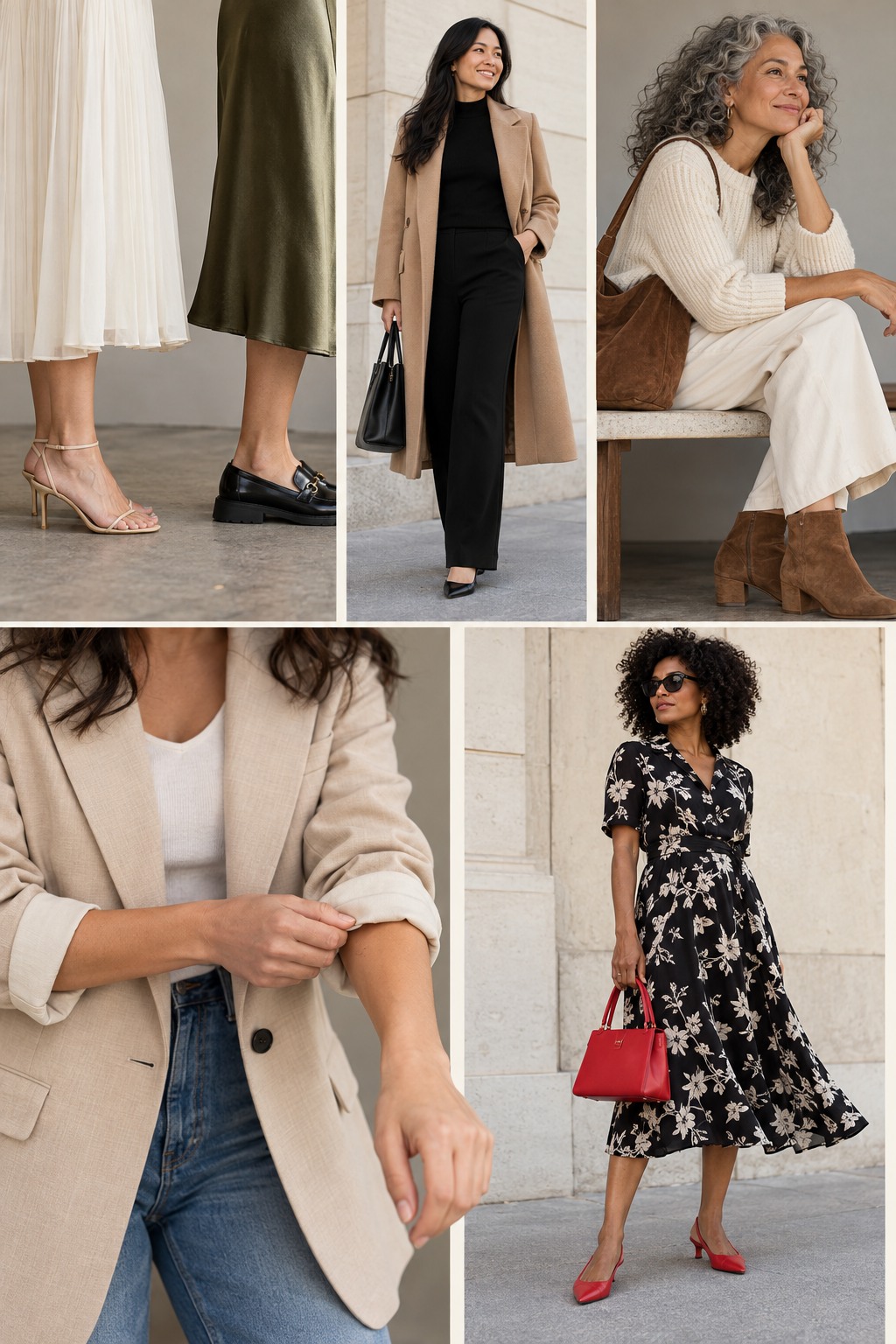 Five realistic examples illustrating styling hacks for women step by step.